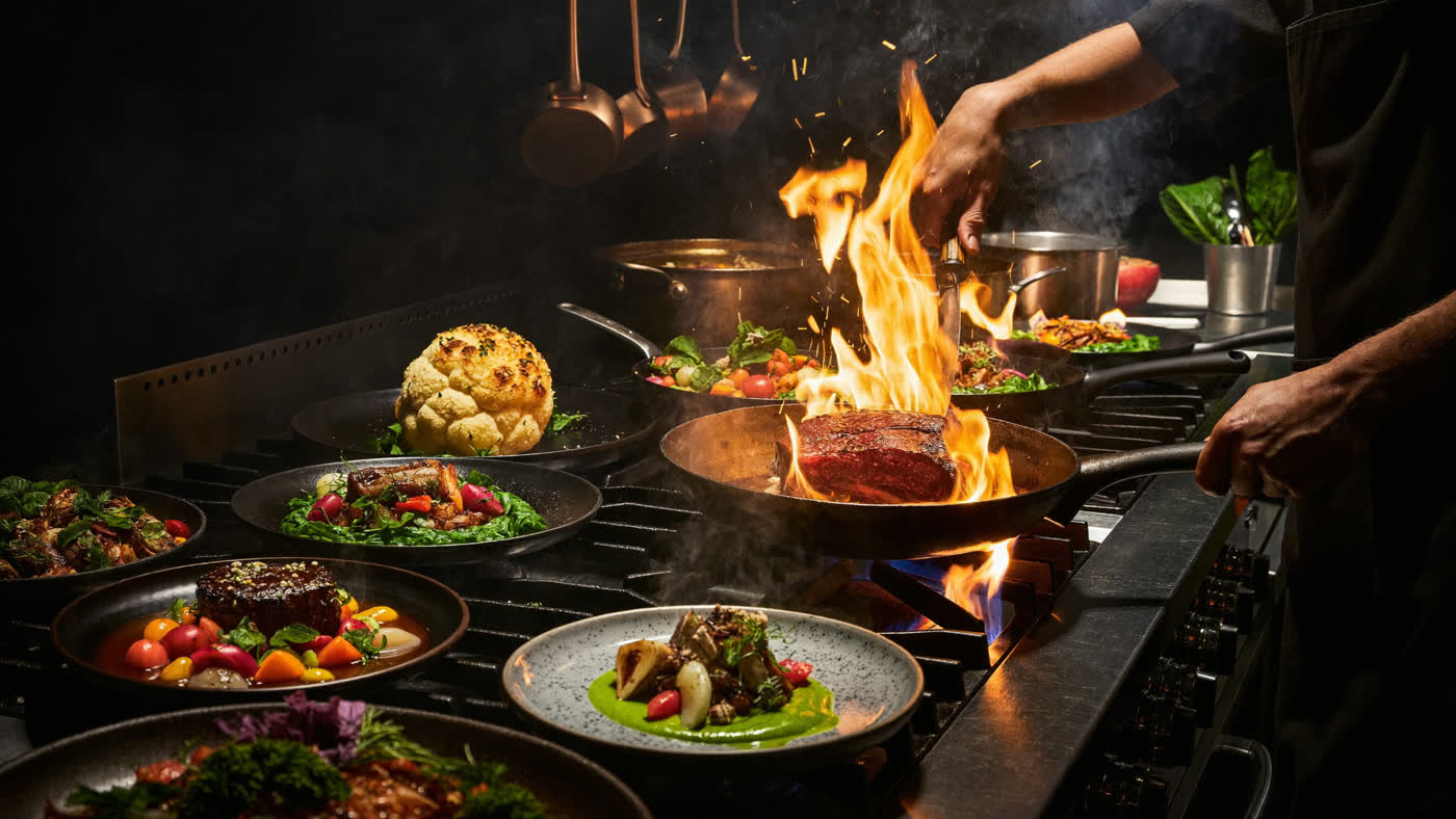Cuisine de restaurant en plein service